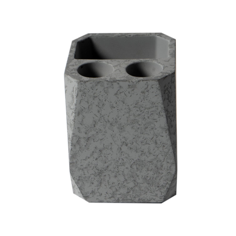 Gray Matte Solid Concrete 7-Piece Bathroom Accessory Set
