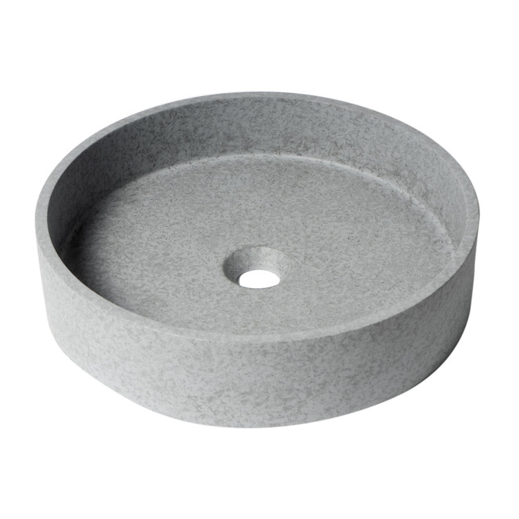 Gray Matte Circular Ceramic Bathroom Sink, 20-inch