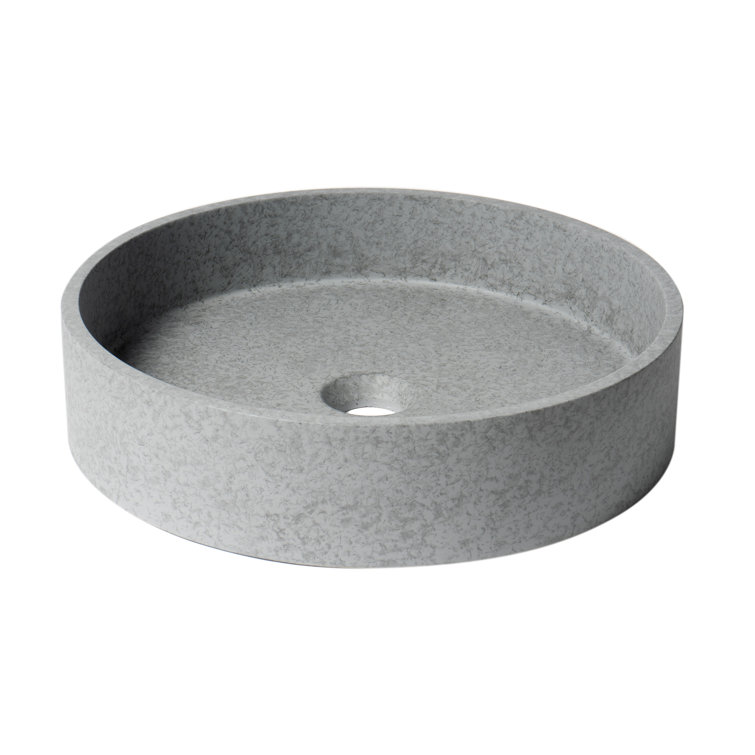 Gray Matte Circular Ceramic Bathroom Sink, 20-inch