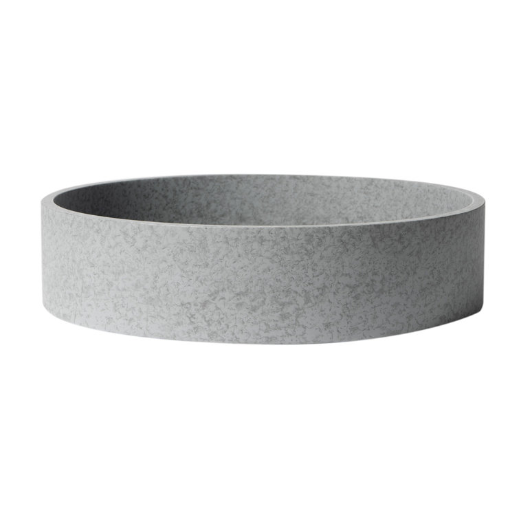 Gray Matte Circular Ceramic Bathroom Sink, 20-inch