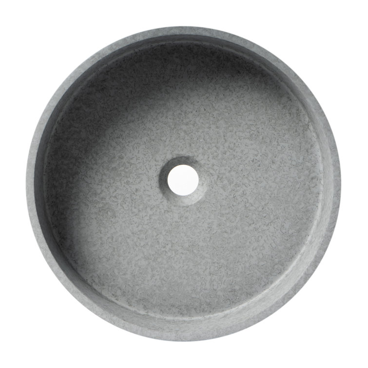 Gray Matte Circular Ceramic Bathroom Sink, 20-inch