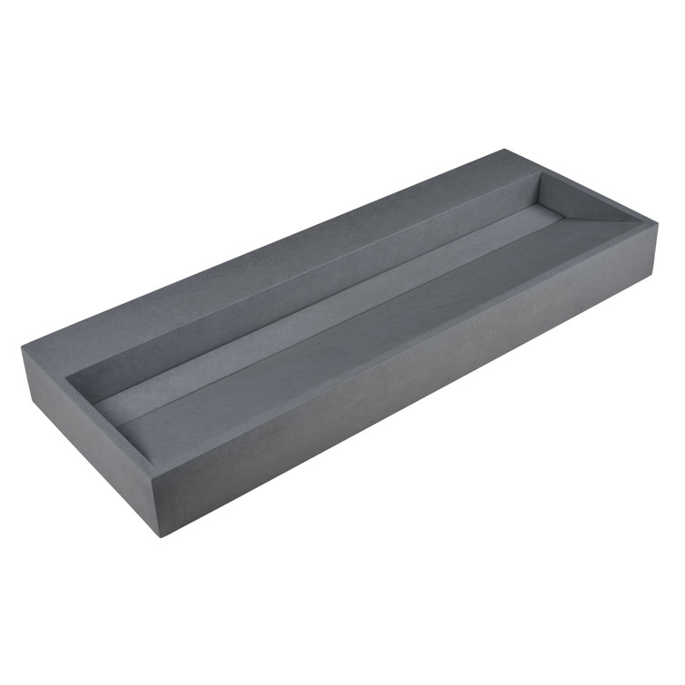 Gray Matte 52" Ceramic Rectangular Bathroom Sink