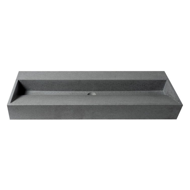 Gray Matte 52" Ceramic Rectangular Bathroom Sink