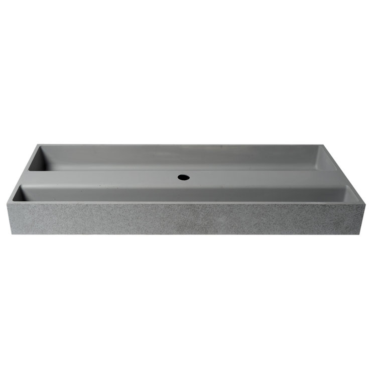 Gray Matte 52" Ceramic Rectangular Bathroom Sink