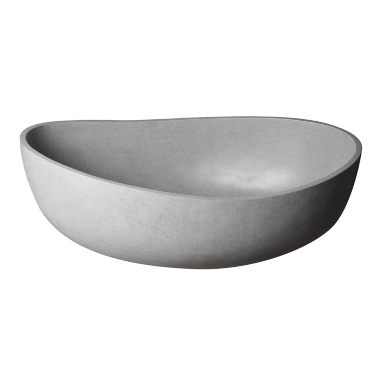 Gray Matte 63'' Freestanding Solid Concrete Oval Bathtub