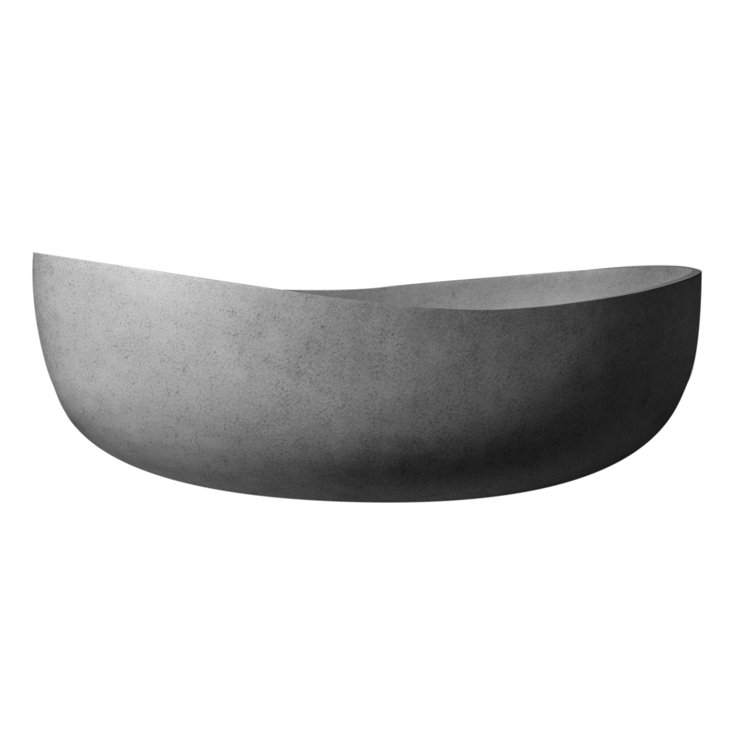Gray Matte 63'' Freestanding Solid Concrete Oval Bathtub