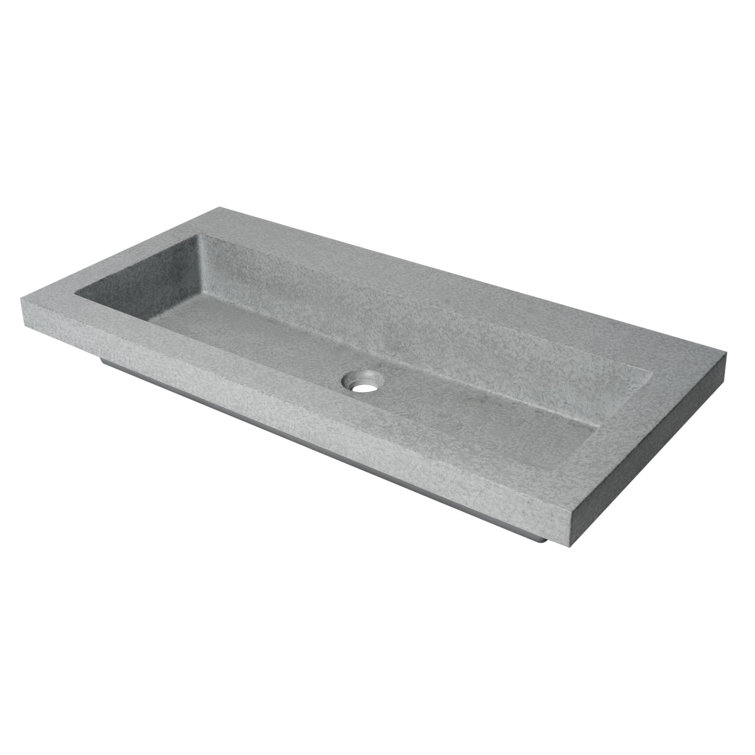 Gray Matte Concrete Rectangular Vessel Sink, 42-inch