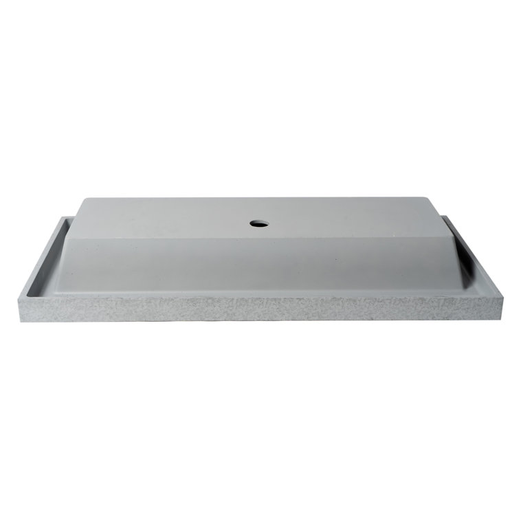 Gray Matte Concrete Rectangular Vessel Sink, 42-inch