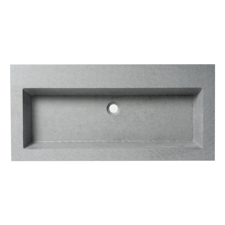 Gray Matte Concrete Rectangular Vessel Sink, 42-inch
