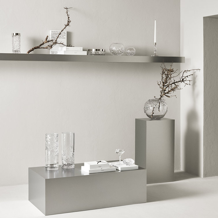 Carat Crystal and Chrome Tabletop Candlestick Set