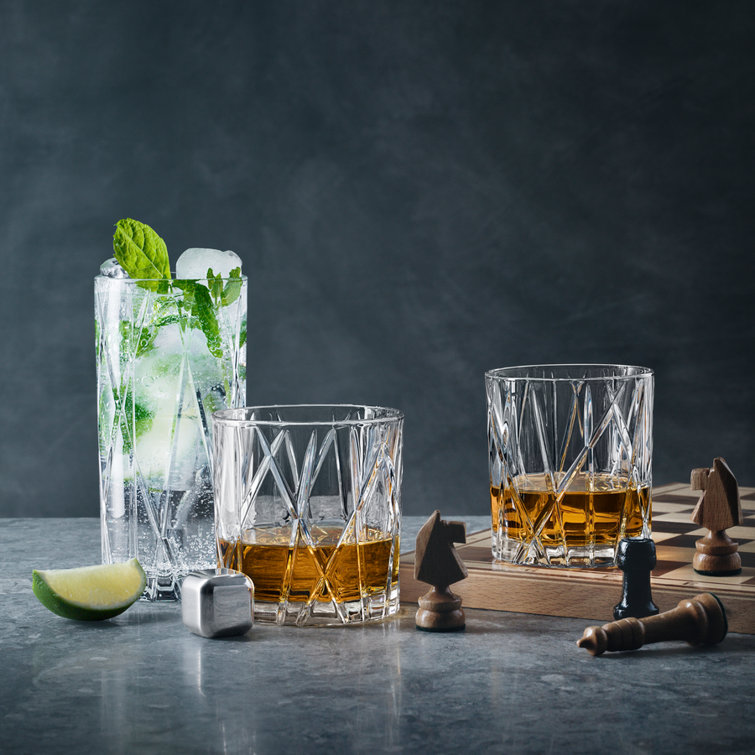 Orrefors Crystal Highball Glass Set with Asymmetric Design