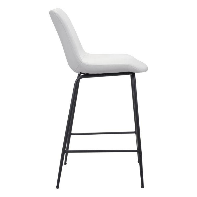 Byron Contemporary White Leather & Metal Bar Stool