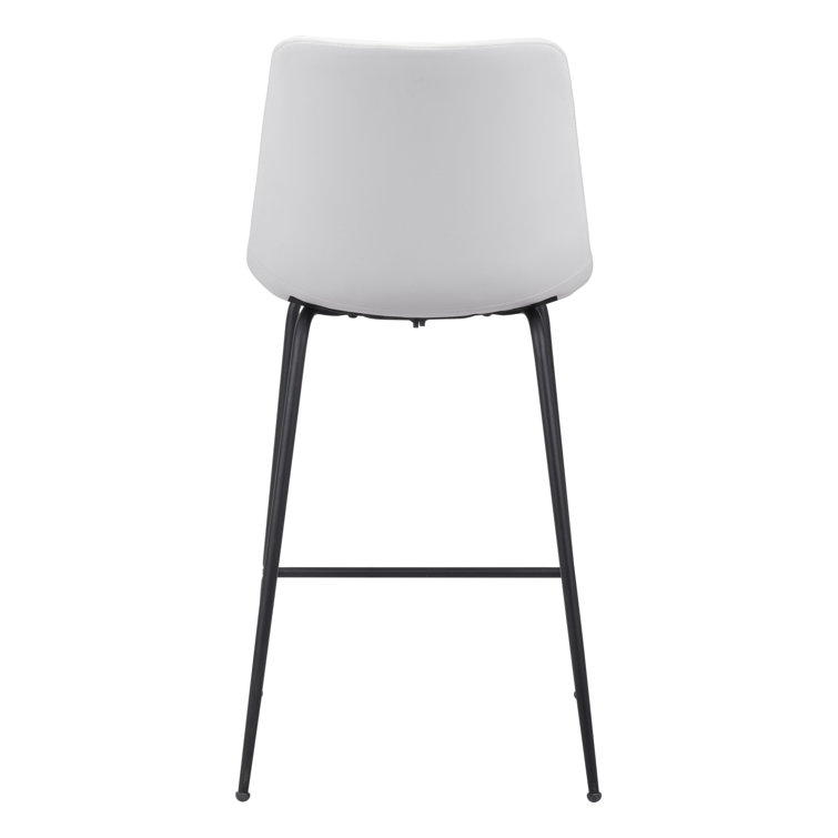Byron Contemporary White Leather & Metal Bar Stool