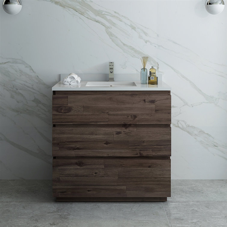Formosa 35" Brown Engineered Wood Freestanding Vanity Base