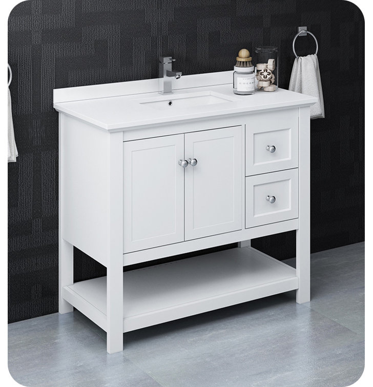 Manchester 42" White Solid Wood Freestanding Bathroom Vanity Base