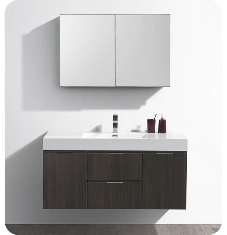 Valencia 48" Gray Oak Wall-Mount Double Sink Vanity