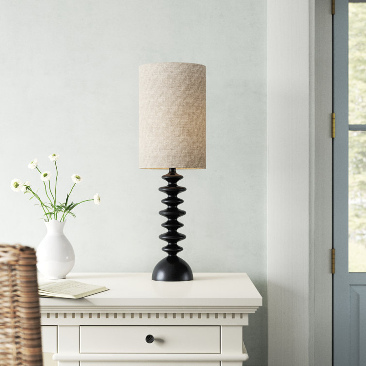 Jamie Black Matte Buffet Lamp with Taupe Drum Shade