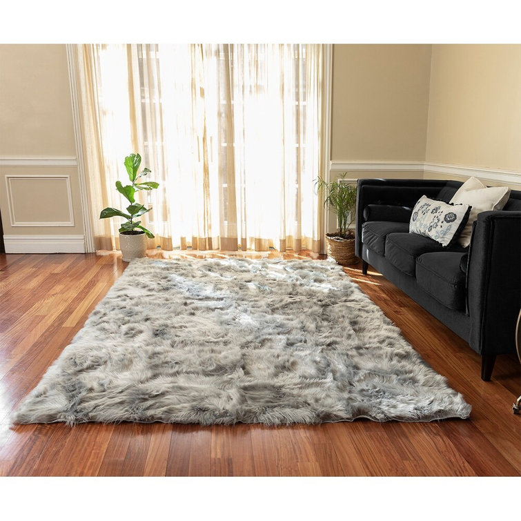 Gray Faux Sheepskin Fur Shag Area Rug 3' x 5'