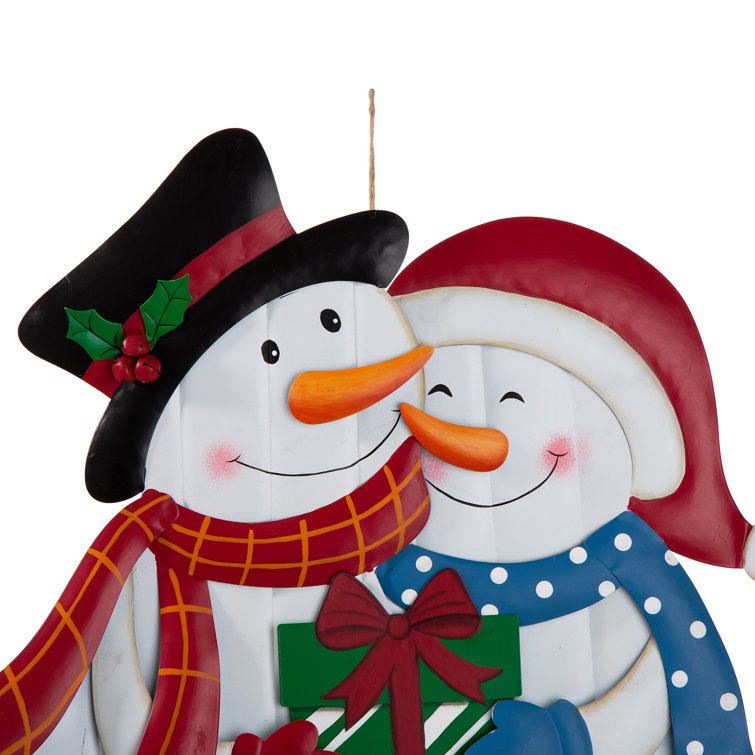 30"H Colorful Metal Christmas Snowman Yard Stake Decor