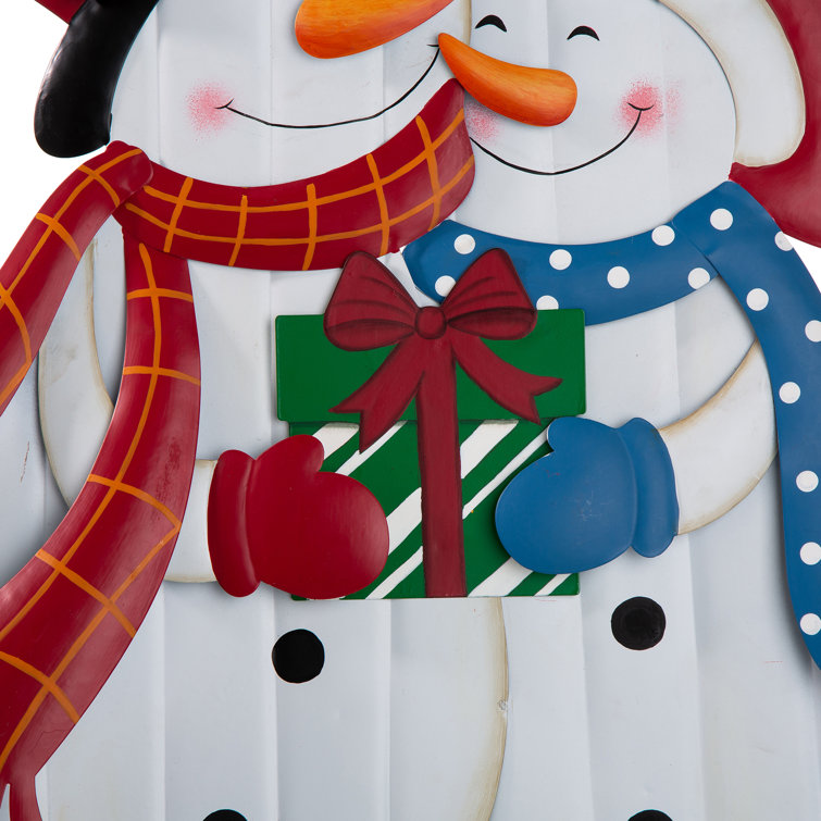 30"H Colorful Metal Christmas Snowman Yard Stake Decor