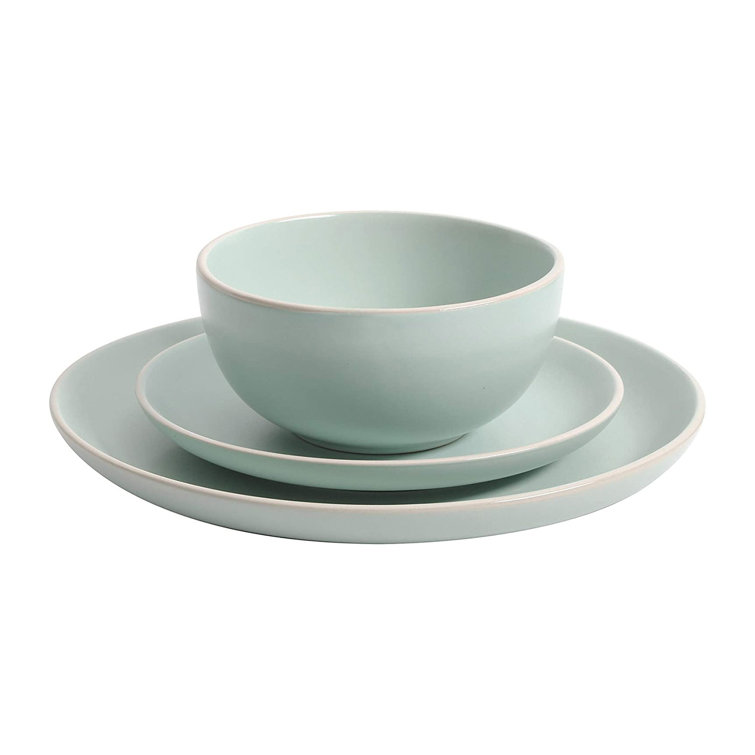 Matte Teal Ceramic 12-Piece Dinnerware Set, Service for 4