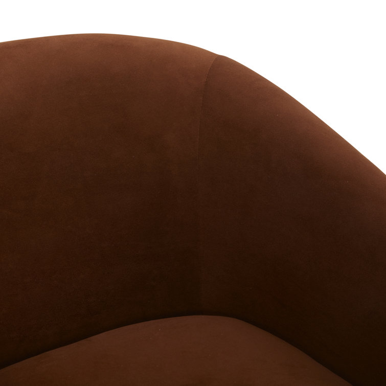 Burnt Orange Velvet Swivel Barrel Chair with Wood Base