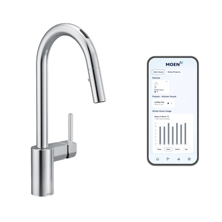 Chrome Touchless Pull-Down Kitchen Faucet with Smart Control