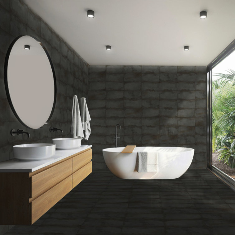 Angela Harris Santa Clara Large Matte Black Porcelain Wall and Floor Tile
