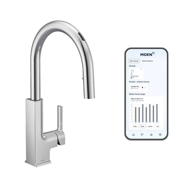 Chrome Smart Touchless Single Handle Kitchen Faucet with Pull-out Spray