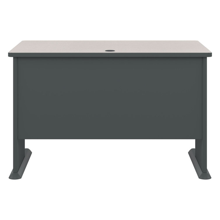 Slate and White Compact Office Desk with Drawer and Filing Cabinet
