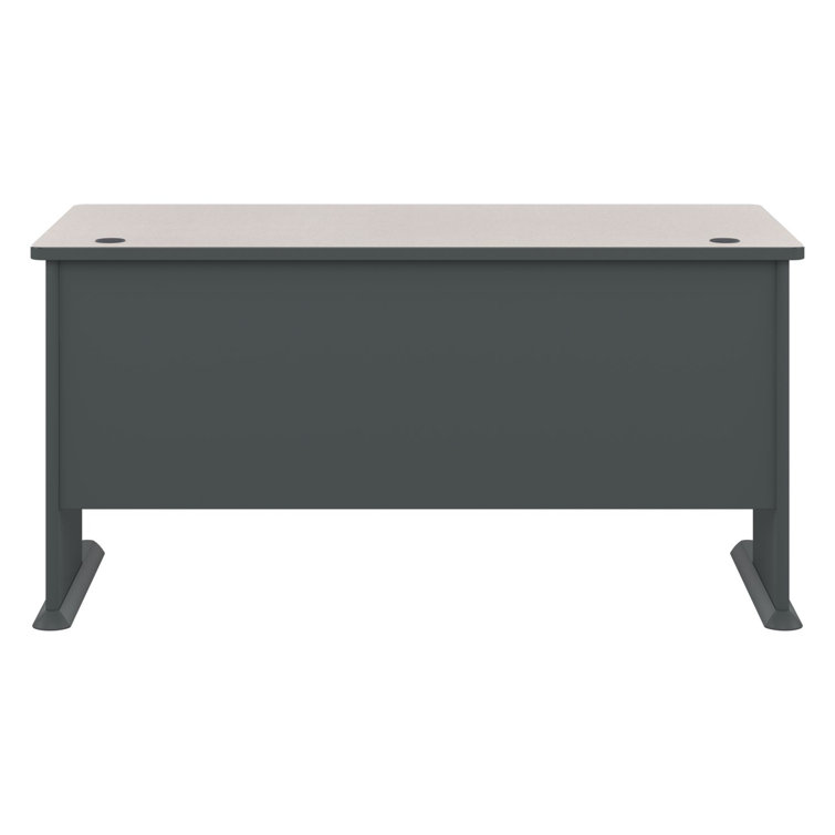 Slate and White Compact Office Desk with Drawer and Filing Cabinet