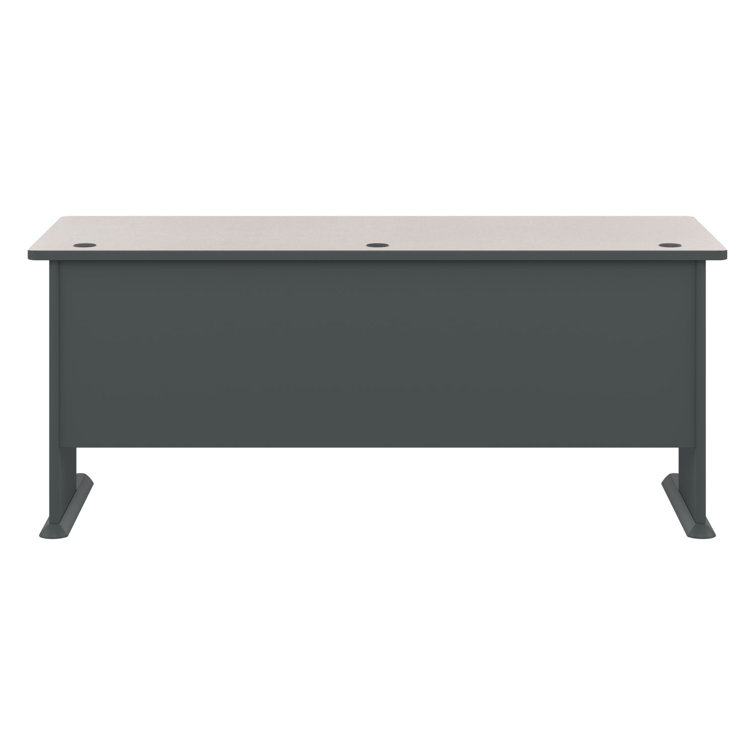 Slate and White Compact Office Desk with Drawer and Filing Cabinet