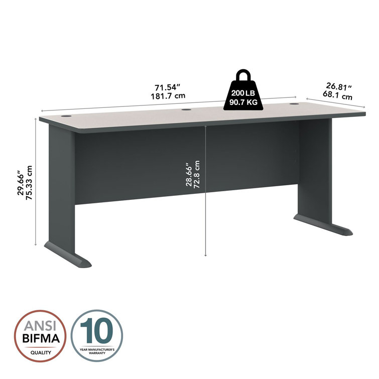 Slate and White Spectrum Contemporary Executive Office Desk with Drawers