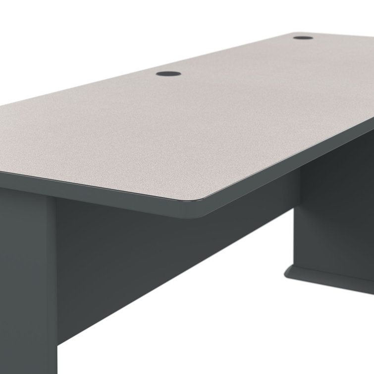 Slate and White Compact Office Desk with Drawer and Filing Cabinet