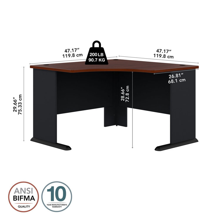 Hansen Cherry and Galaxy Corner Desk with Filing Cabinet