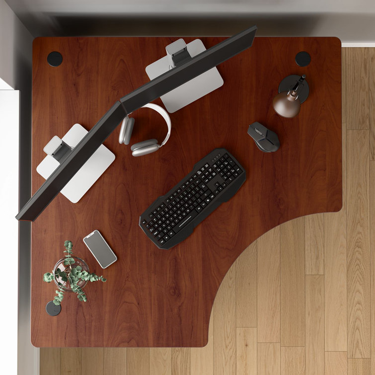Hansen Cherry and Galaxy Corner Desk with Filing Cabinet