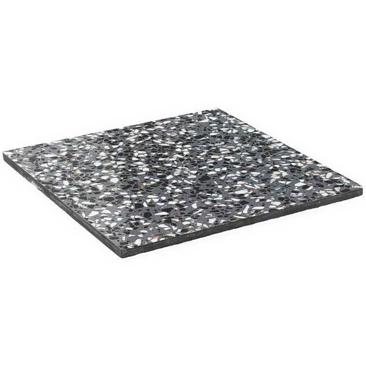 Raleigh 16.14" Polished Black and White Terrazzo Floor and Wall Tile