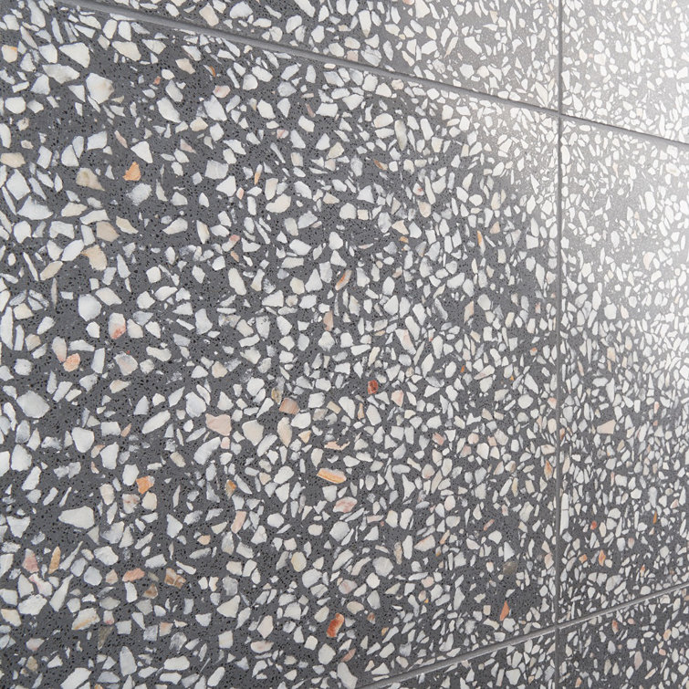 Tarboro 16-in x 16-in Polished Gray Terrazzo Tile