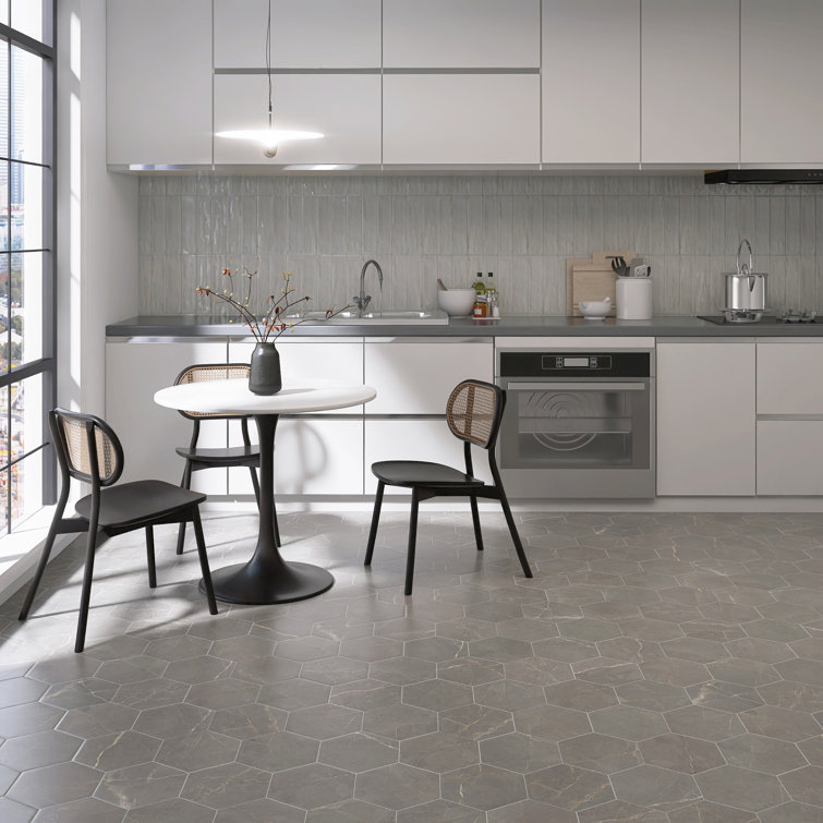 Elegance Dark Gray Hexagon Matte Porcelain Wall & Floor Tile