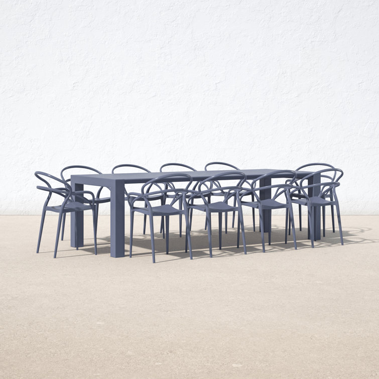 Mila Dark Gray Extendable 11-Piece Outdoor Dining Set