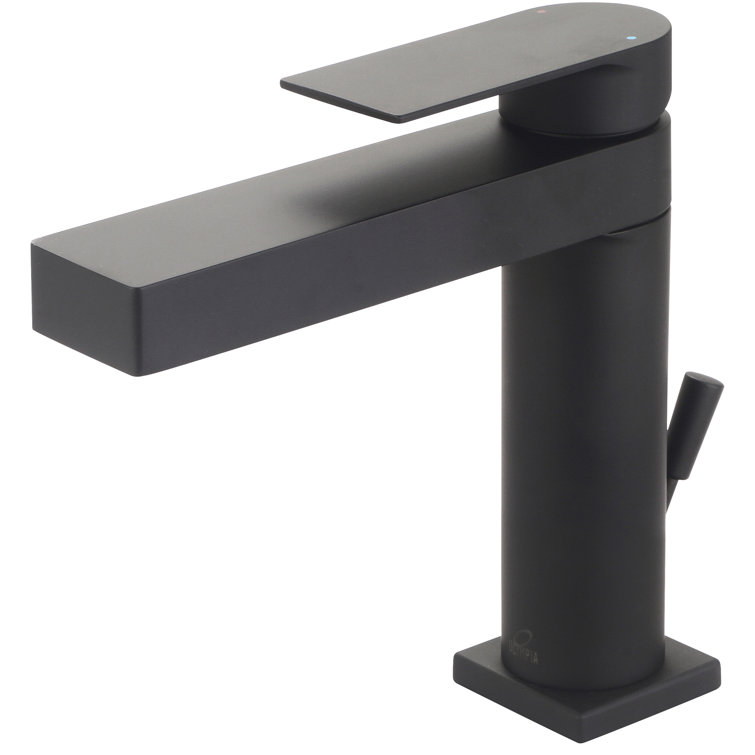 Matte Black Single Handle Metal Bathroom Faucet with Drain Assembly