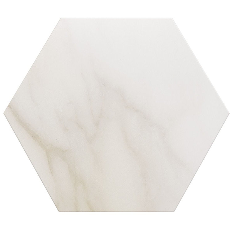 Santorini 6" Hexagon Matte White Marble Porcelain Tile