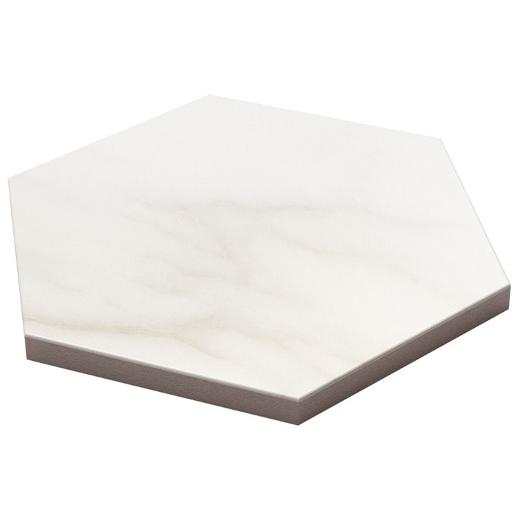 Santorini 6" Hexagon Matte White Marble Porcelain Tile