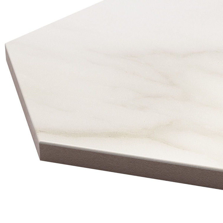 Santorini 6" Hexagon Matte White Marble Porcelain Tile