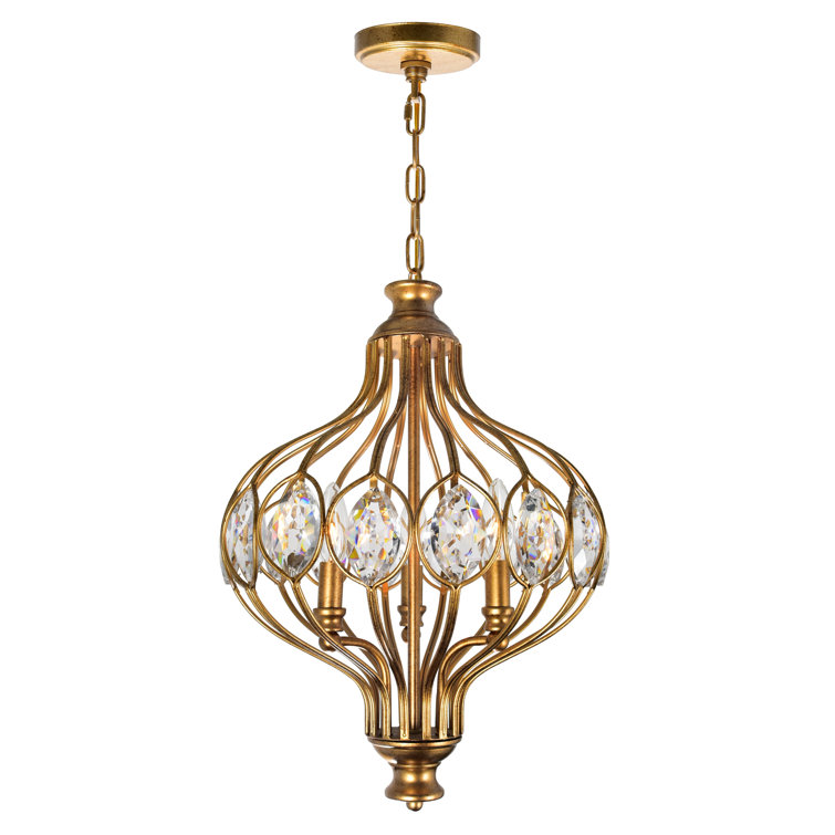 Antique Bronze Globe Chandelier with Crystal Accents