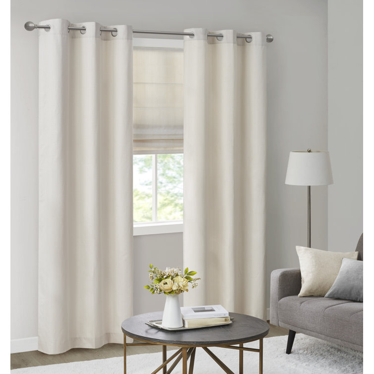 Ivory Room Darkening Grommet Top Polyester Curtain Panels