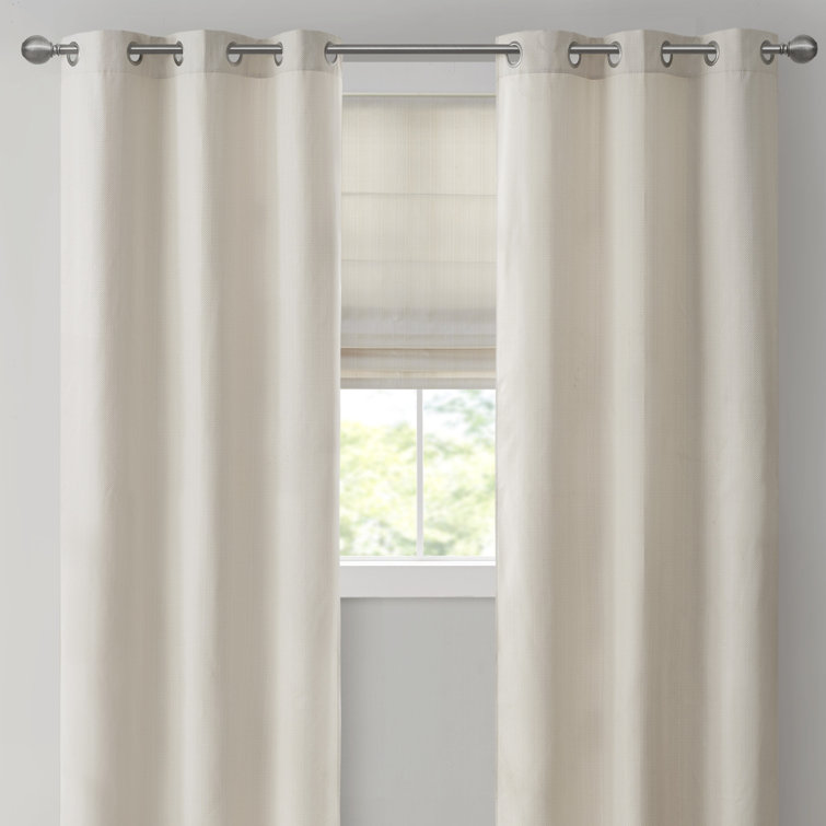 Ivory Room Darkening Grommet Top Polyester Curtain Panels