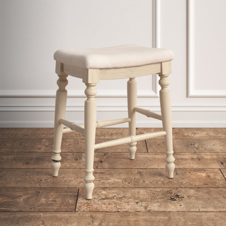 Elegant Marino 25" White Washed Wood Backless Counter Stool