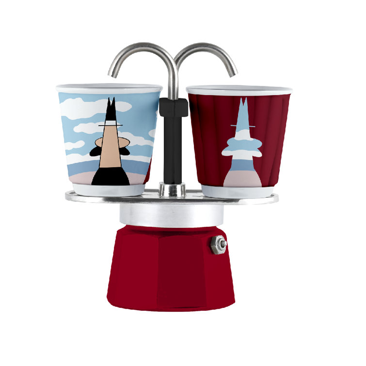 Bialetti Red Aluminum Mini Express 2-Cup Coffee Percolator Set
