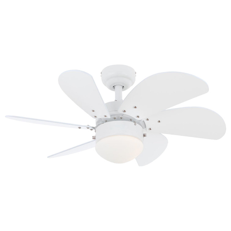 30'' White LED Ceiling Fan with Frosted Glass Light
